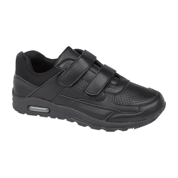 Boys Black Trainer with Touch Fasten Bubble Heel